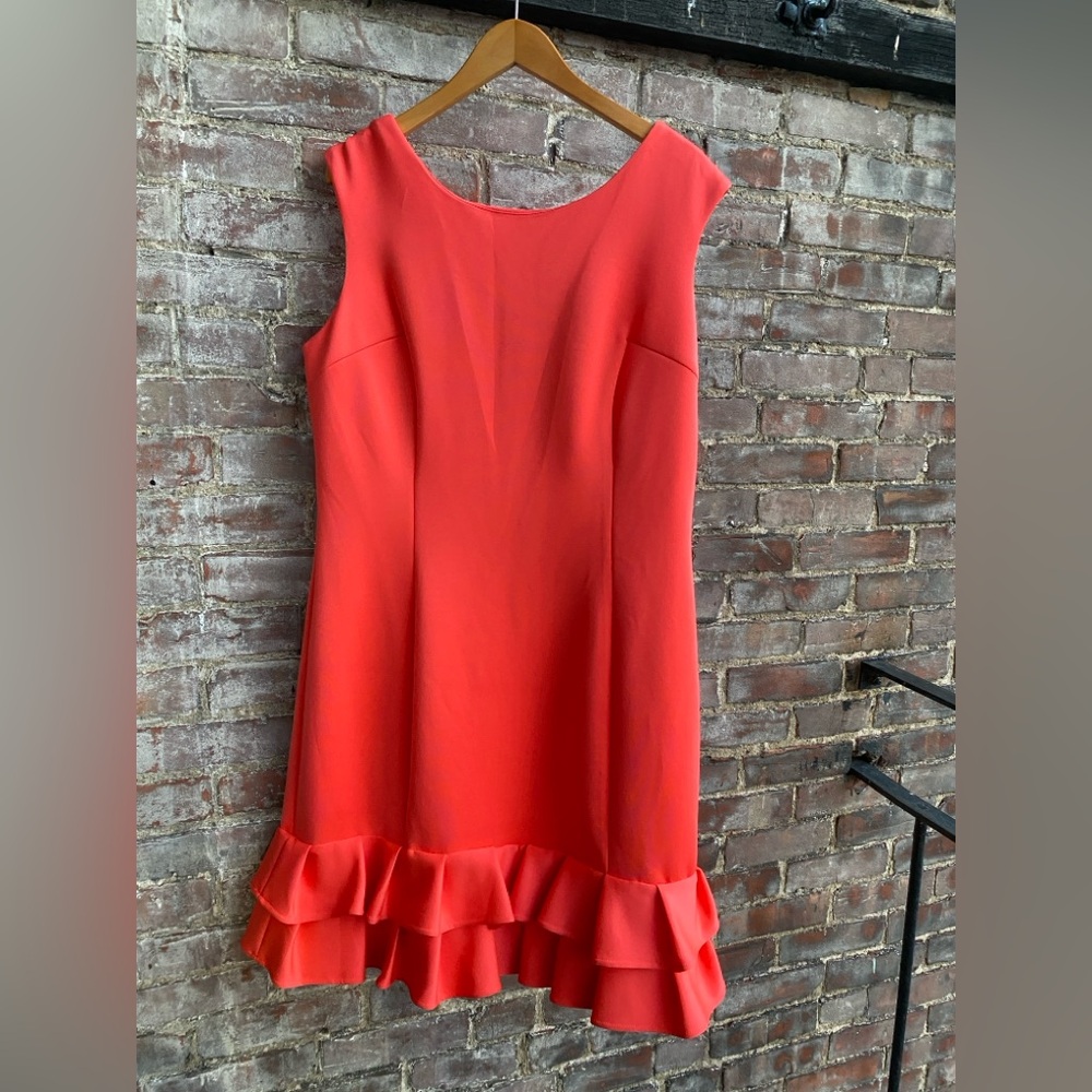 Donna Ricco PEACH/ORANGE Ruffled Sheath Mini Dress